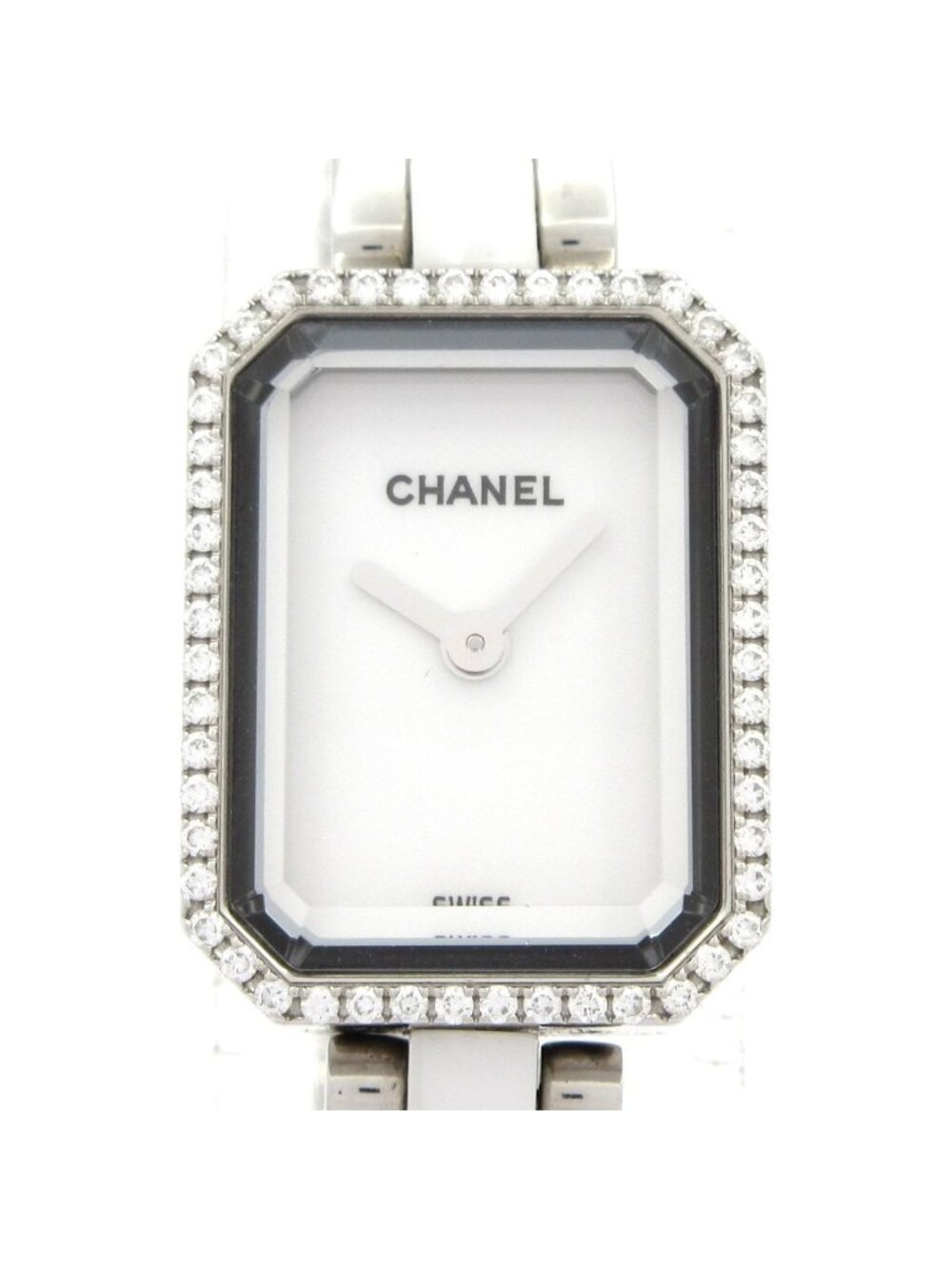 Chanel Watch Premiere SS Ceramic Diamond Bezel White